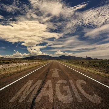 Road With the Word Magic Stock Photos