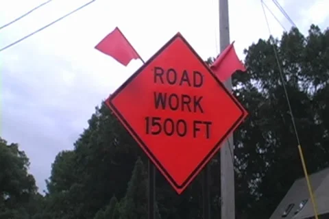 Road Work 1500FT Stock Footage 8540573