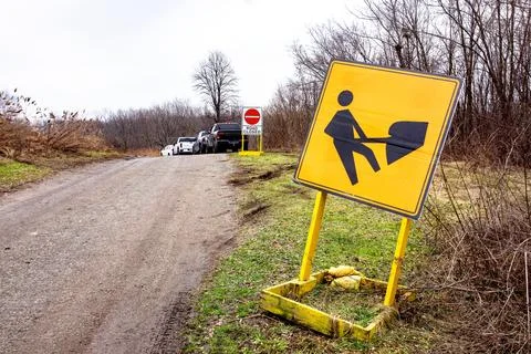 Road Work Ahead Construction Sign Stock Photos
