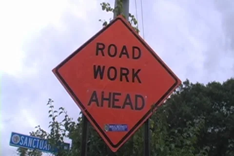 Road Work Ahead Stock Footage 8540753