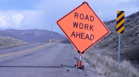 Road Work Ahead Stock Footage 22676708