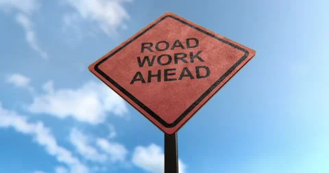 Road Work Ahead Sign in a 3D animation Stock Footage 251218771