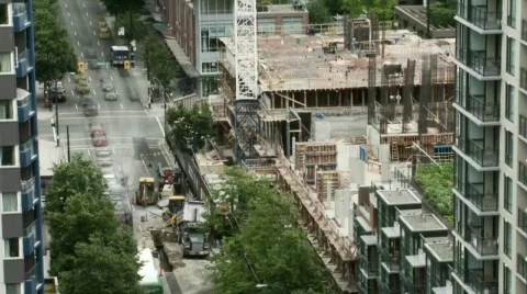 Road work and highrise construction 库存影片 139698