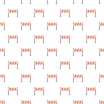 Road work barrier warning construction seamless pattern Stock Illustration