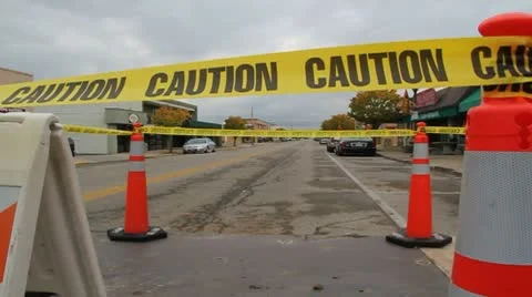 Road work with caution tape 動画素材 8841293