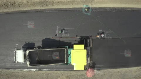 Road work with functional analysis holographic virtual screen. Video stock 171947349