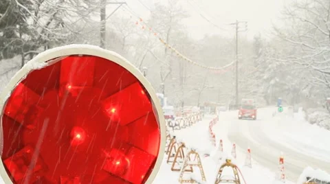 Road Work lights, road construction. Stock Footage 21316340