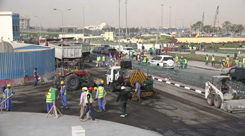 Road work, migrant workers, construction, Doha, Qatar Video stock 49007767