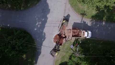 Road Work post pandemic aerial overhead Video stock 154662448