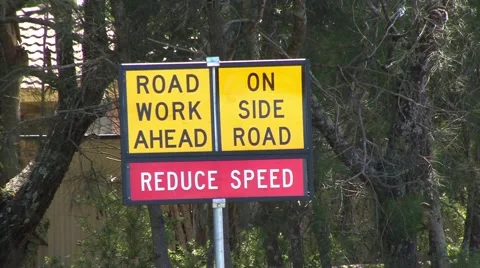 Road work sign Stock Footage 1055133