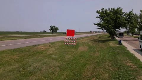 Road work sign on Highway. Stock Footage 247232857