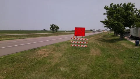 Road work sign on Highway. Stock Footage 247232861
