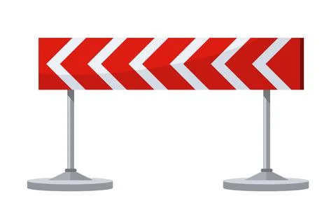 Road work sign. Red stripped barrier. Safety at roads and highways. Driver Stock Illustration