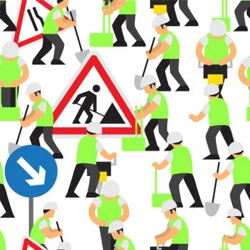 Road work vector pattern Stock Illustration