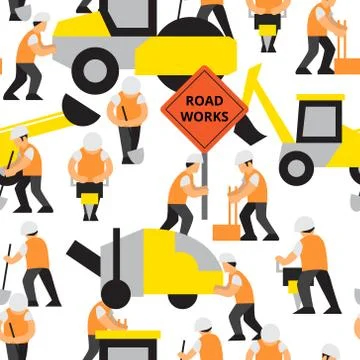 Road work vector pattern Stock Illustration
