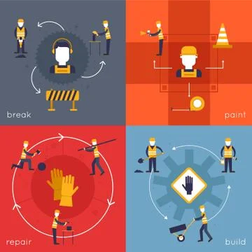 Road worker flat Stock Illustration