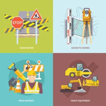 Road Worker Flat Stock Illustration