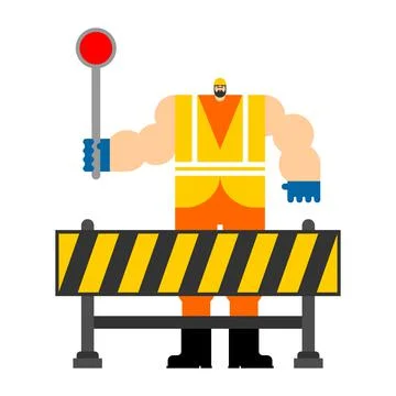 Road worker isolated. Roadman vector illustration. Service asphalt repair Stock Illustration