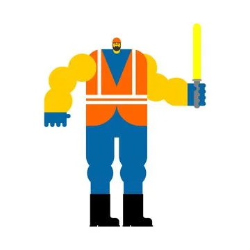 Road worker isolated. Roadman vector illustration. Service asphalt repair Stock Illustration