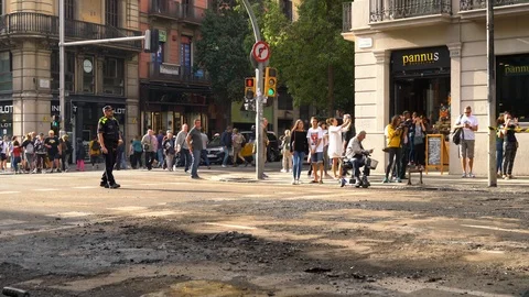 Road workers clean old asphalt with shovels from the road during road repair. 스톡 동영상 118306671
