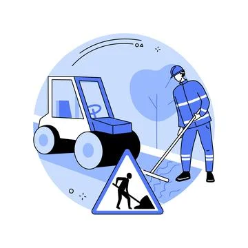 Road works abstract concept vector illustration. Stock Illustration