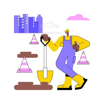 Road works abstract concept vector illustration. Stock Illustration
