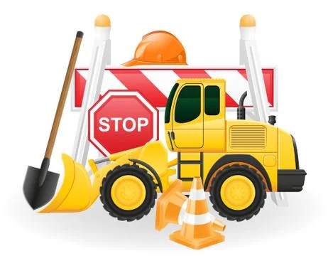 Road works concept icons vector illustration Illustrazione stock