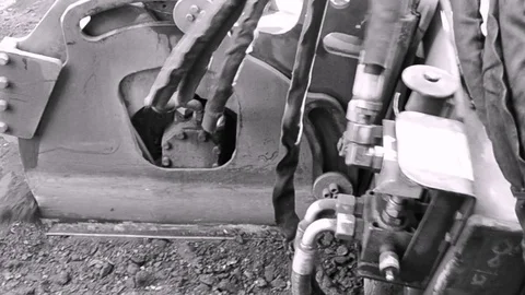 Road Works Of Cutting Grader To Remove Asphalt In Bicolor Stock Footage 92091411