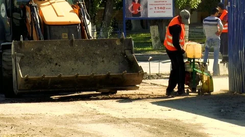 The road works Stock Footage 79848908