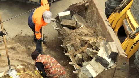 The road works Stock Footage 80717496