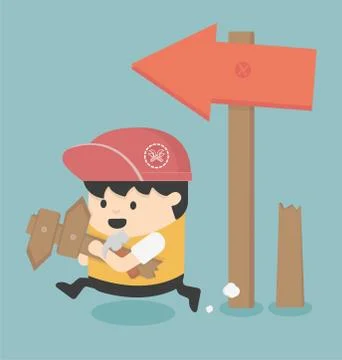 Road works Stock Illustration