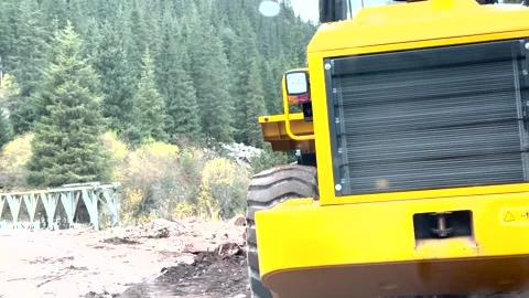 Road works in the mountains Stock Footage 288372147