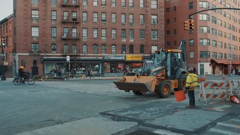 Road works  New York Stock Footage