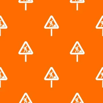 Road works sign pattern seamless Stock Illustration