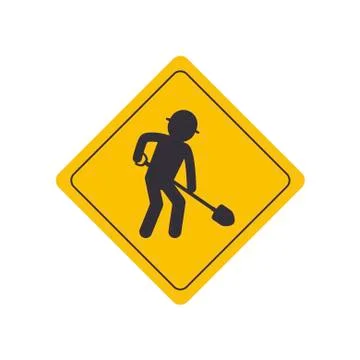 Road works sign, under construction on white background. Vector illustration in Stock Illustration