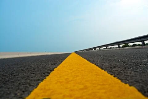 Road Yellow Devider closer look Stock Photos