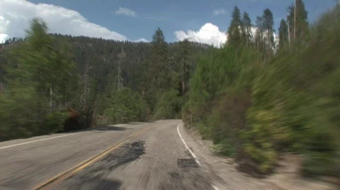 On road in yosemite Stock Footage 475959