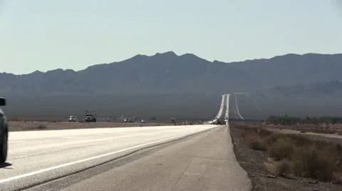 ROAD2LA-0029 DESERT HIGHWAY TRAFFIC Stock Footage 10713233