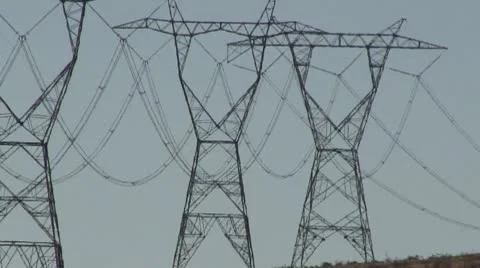 ROAD2LA-0044 POWER LINES ZOOM OUT Stock Footage 10713308