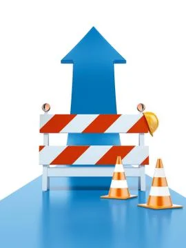 Roadblock and blue arrow Illustrazione stock
