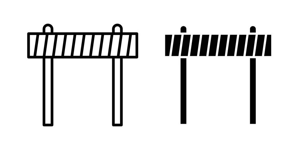 Roadblock icon solid, line, and editable vector set. 스톡 일러스트