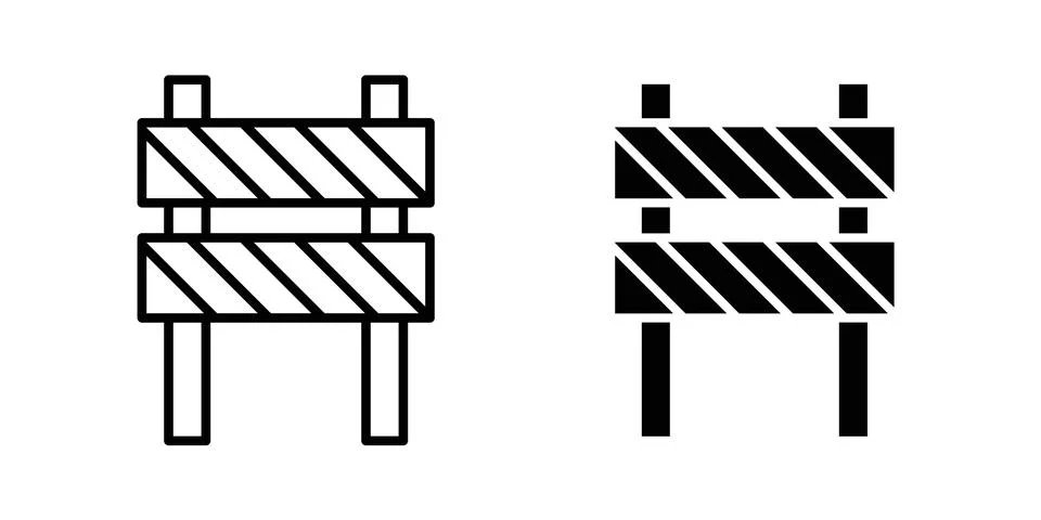 Roadblock icon vector concepts, line and silhouette style Stock Illustration