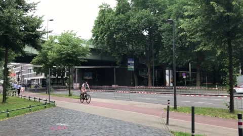 Roadcyclists passing spectators, Cologne, Germany 2018. Video stock 167680134