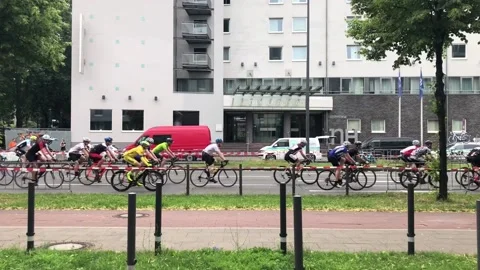 Roadcyclists passing spectators. Cologne, Germany 2018. Video stock 167680138