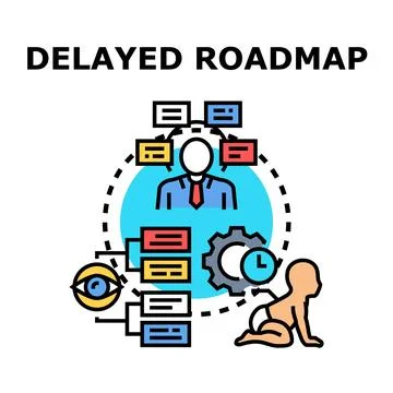 Roadmap delaying with business development planning Stock Illustration