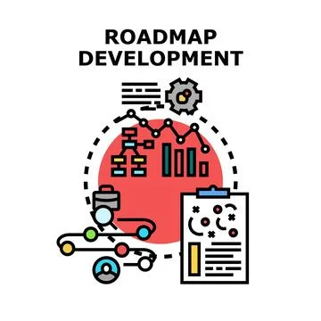 Roadmap development for business strategy planning and progress Stock Illustration