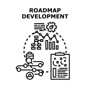 Roadmap development for business strategy planning and progress Stock Illustration