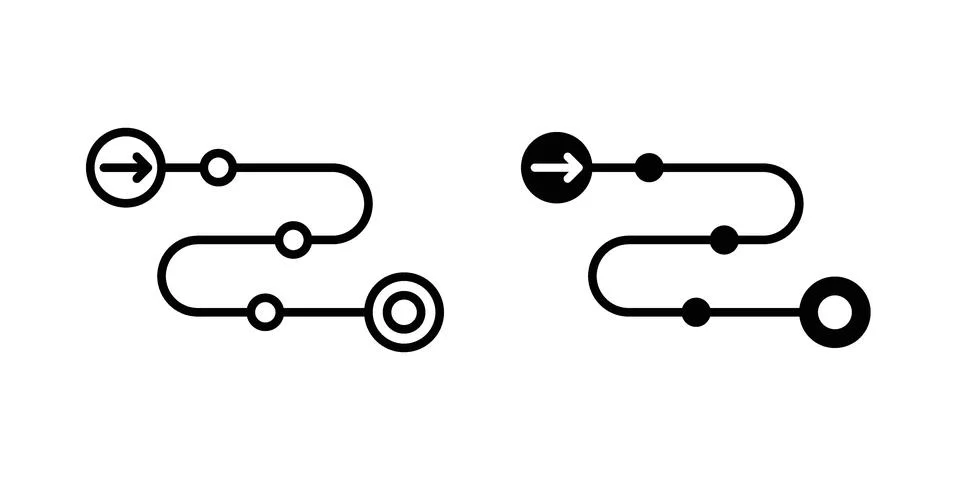 Roadmap icon silhouette vector set. thin line pack Stock Illustration