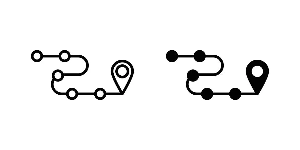 Roadmap icon solid, line, and editable vector set.. Stock Illustration