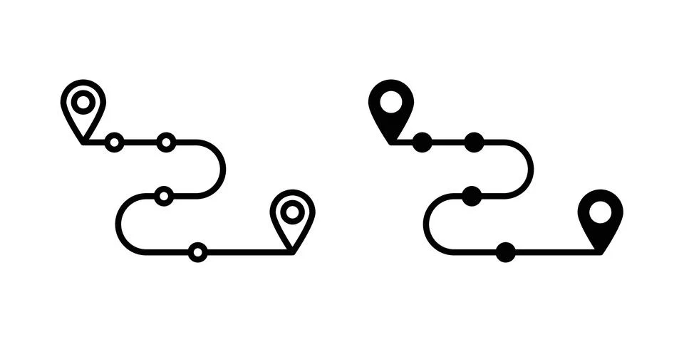 Roadmap icon solid, line, and editable vector set. Stock Illustration